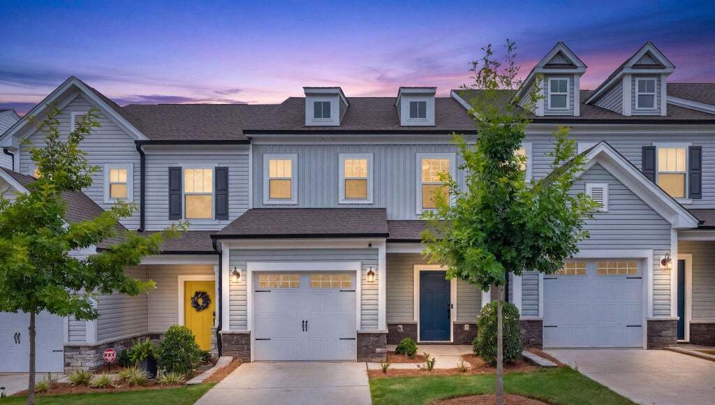 Modern Charlotte area townhomes at dusk